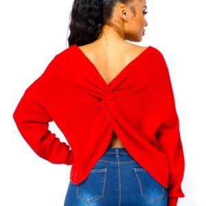 Loose comfortable fit sweater By Love J. Red size S-XL. Knitted material.